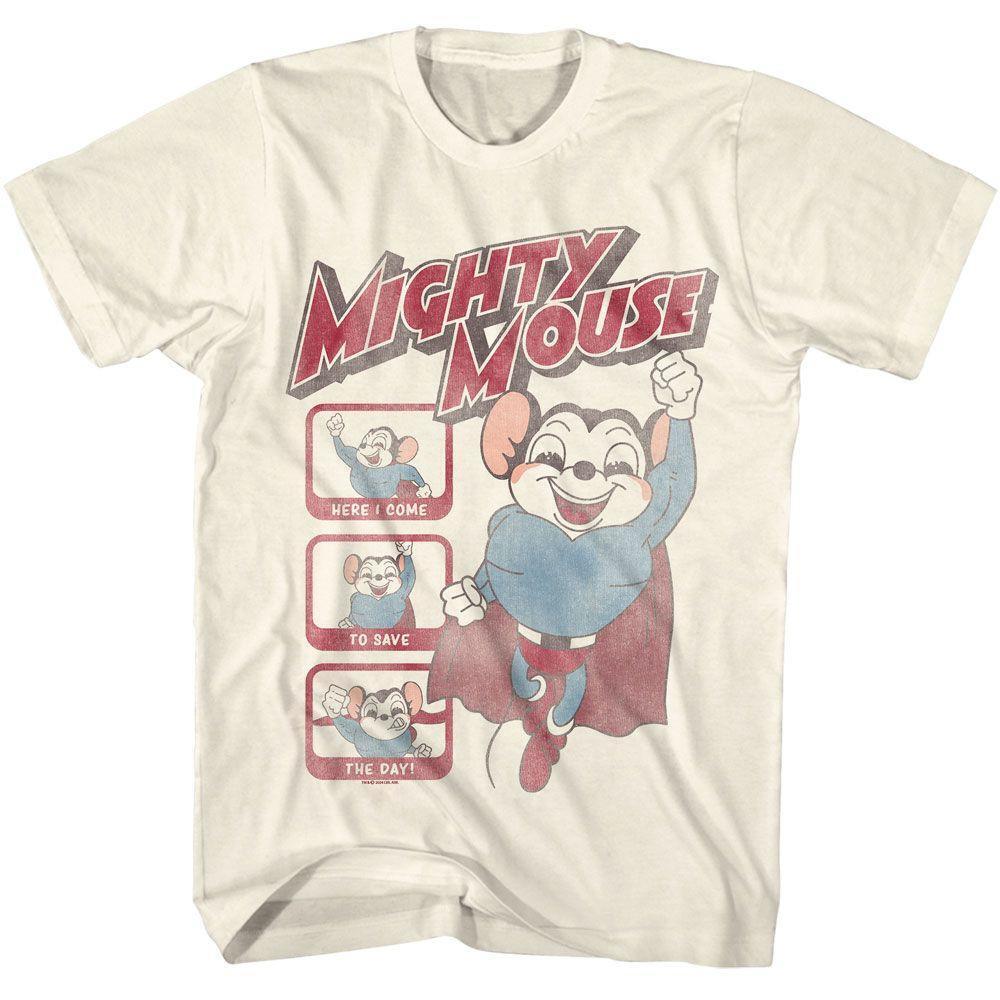 Mighty Mouse Here I Come Natural T Shirt